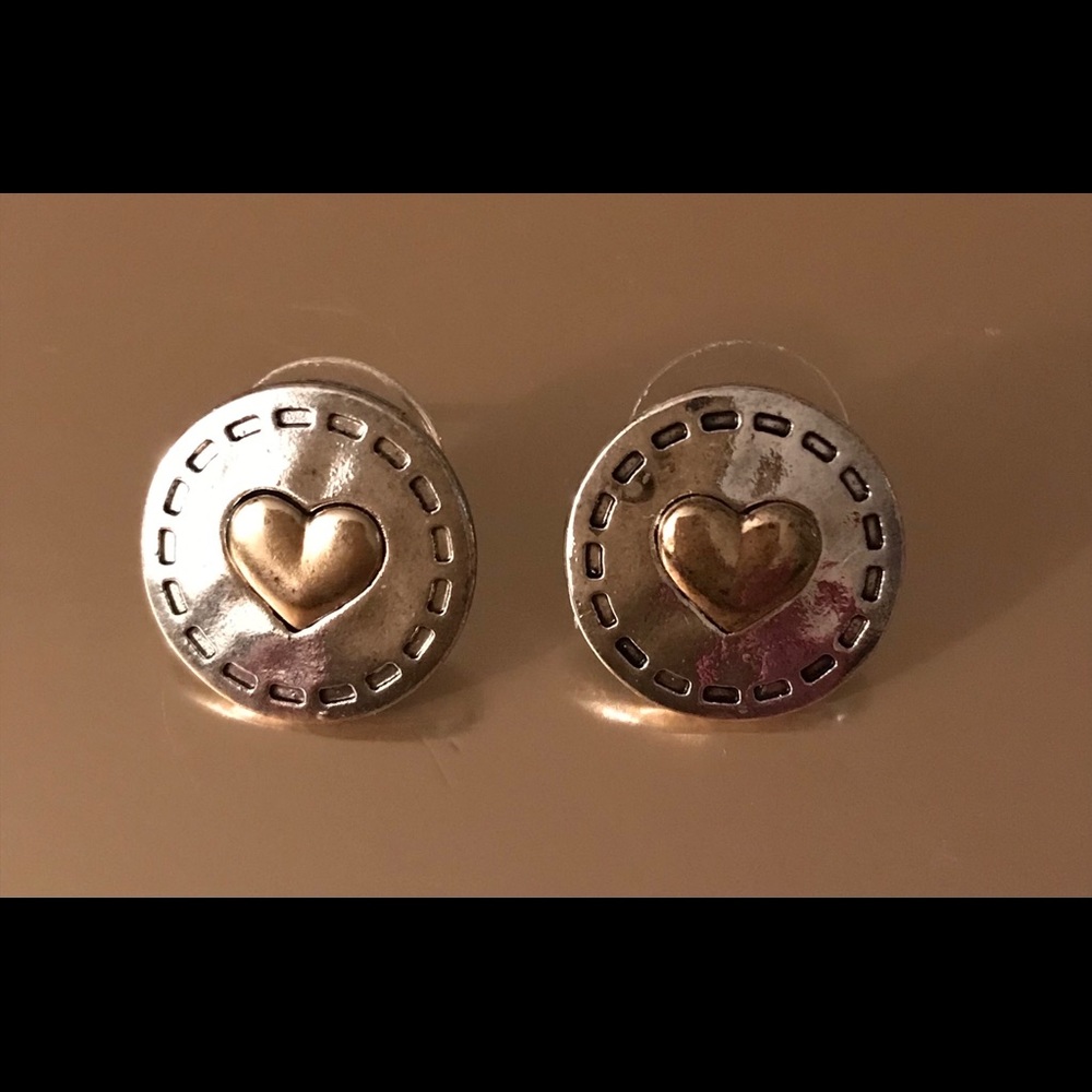 Round Gold Heart Earrings w/Gift Bag